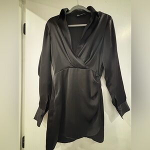 Zara black collared mini dress